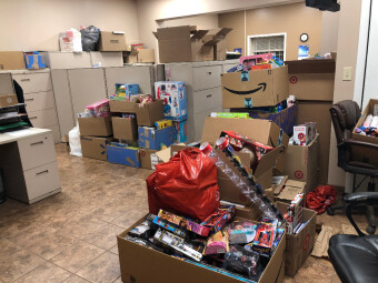 The office was flooded with gifts from our generous donors