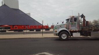 Outside the Rock and Roll Hall of Fame in Cleveland