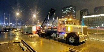 Roll-off Container service truck in Cleveland, Ohio.