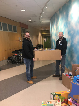 The Pete and Pete Inc. team delivers presents to the Rainbow Babies and Children's Hospital