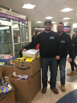 The Pete and Pete Inc. team delivering presents to the Rainbow Babies and Children's Hospital