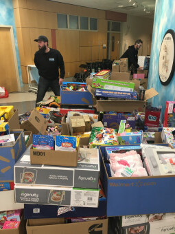 Stacks of toys from Pete and Pete Inc. at the Rainbow Babies and Children's Hospital