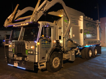 Pete & Pete's new front load dumpster truck in action in Cleveland, Ohio