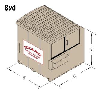 8 yard front load container & dumpster. 